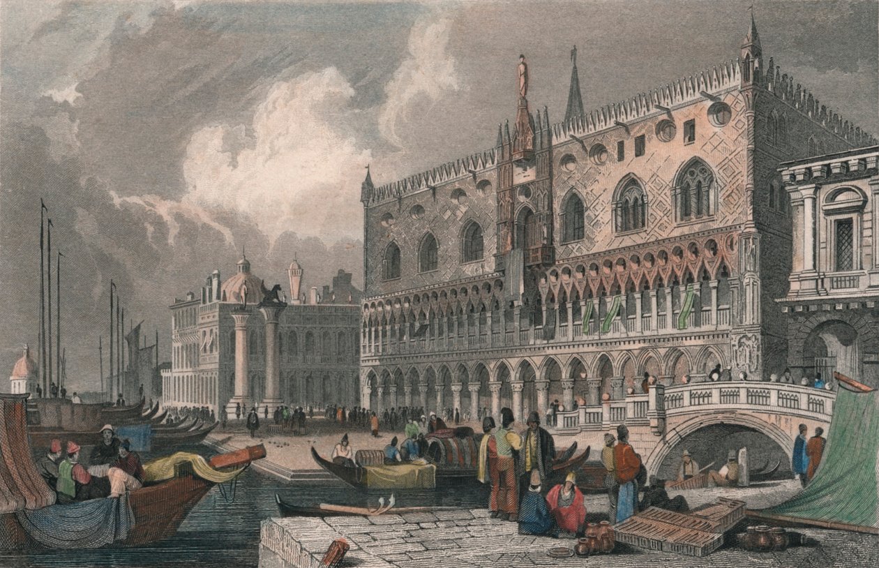 "Grand Canal & Dogen palatsi, Venetsia", 1844. tekijältä Charles Westwood