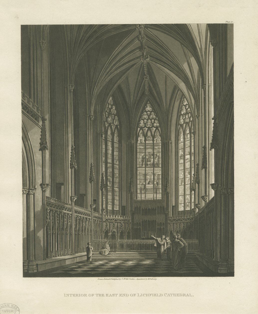 Lichfieldin katedraalin sisätilat - Lady Chapel: akvatintakaiverrus, nd [n. 1813] (vedos) (kuva) tekijältä Charles Wild