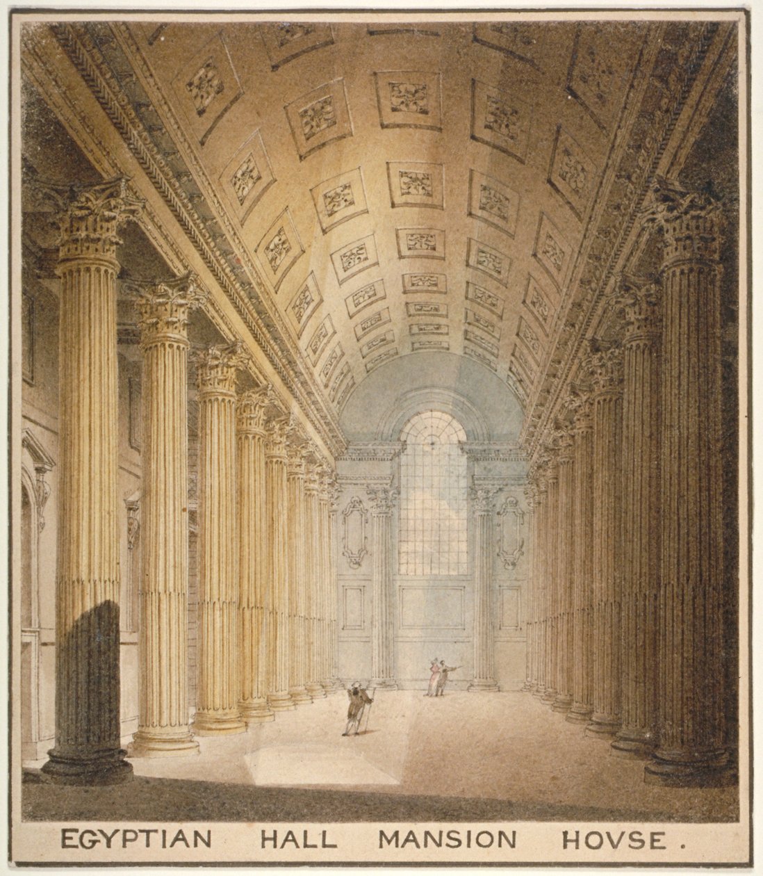 Sisäkuva Egyptian Hallista, Mansion House, Lontoon kaupunki, 1820 tekijältä Charles Wild
