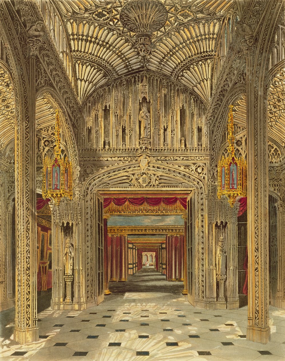 Carlton Housen konservatorio Pynen "Royal Residences" -teoksesta Richard Reeven (s.1780) kaiverruksesta, julkaistu vuonna 1819 tekijältä Charles Wild