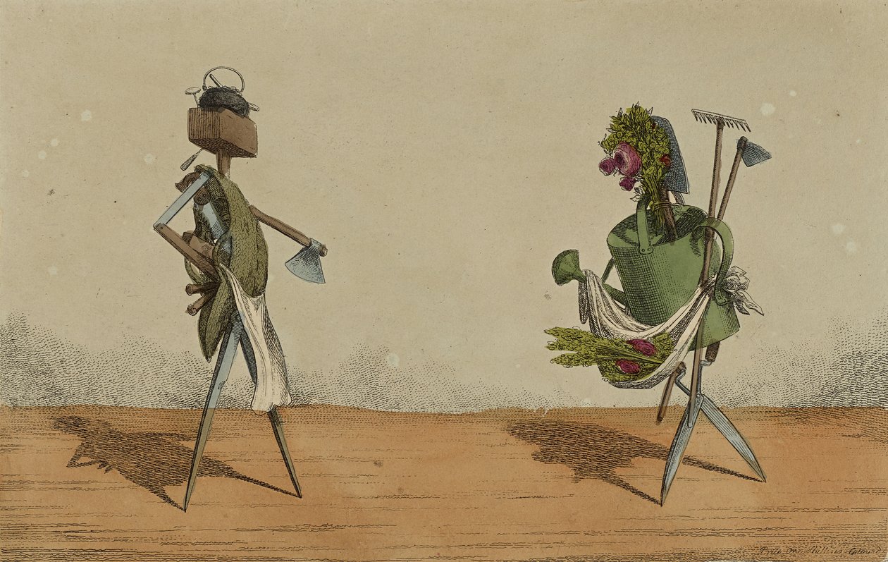 Animoitu työväline, levy 2, omistettu Ison-Britannian puusepäille ja puutarhureille, n. 1811 (käsinvärinen etsaus) tekijältä Charles Williams