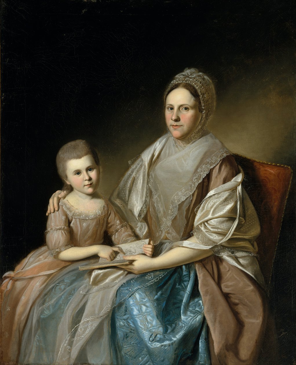 Rouva Samuel Mifflin ja hänen tyttärentytär Rebecca Mifflin Francis, 1777-80. tekijältä Charles Willson Peale