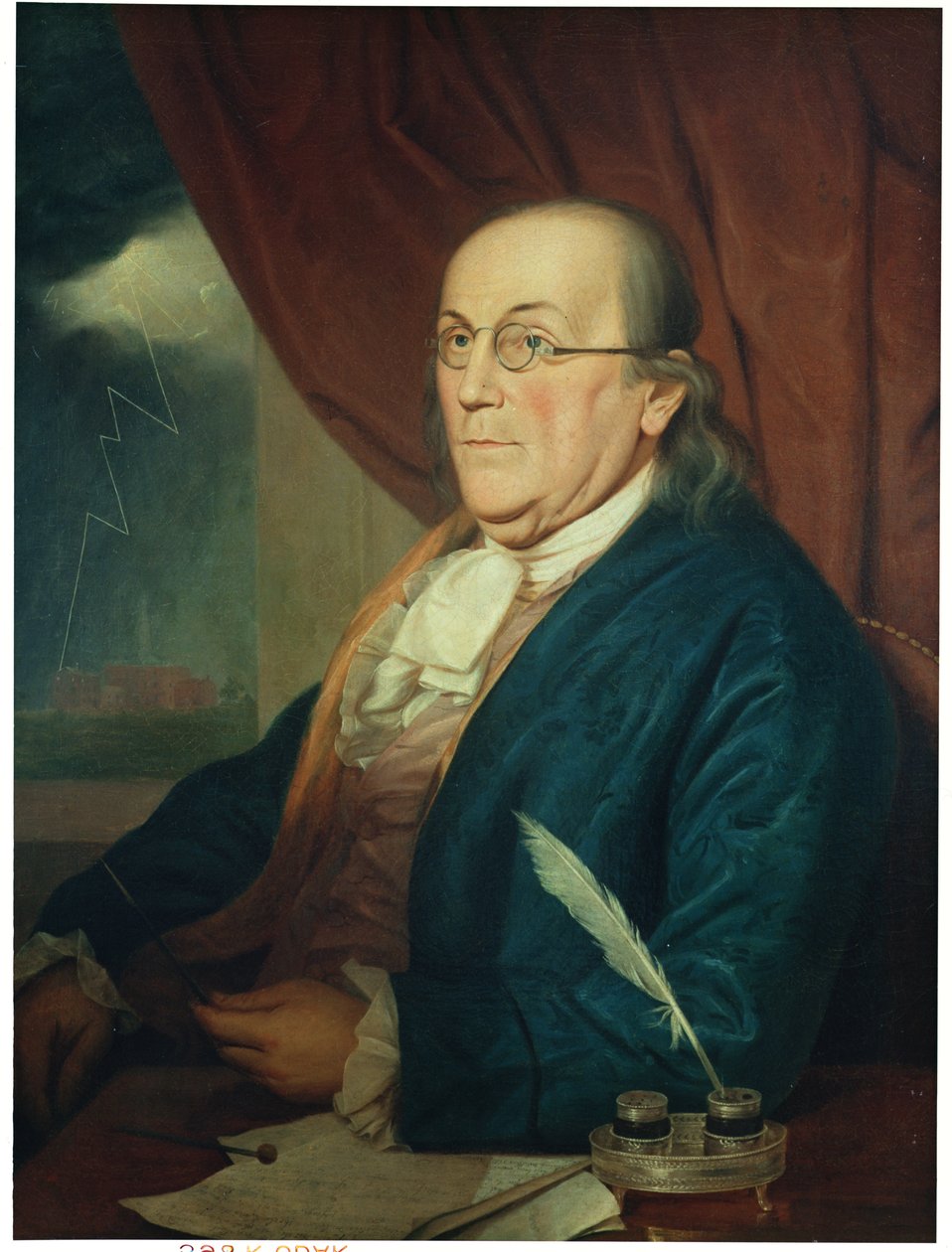 Muotokuva Benjamin Franklinista (1706-90) 1789 tekijältä Charles Willson Peale