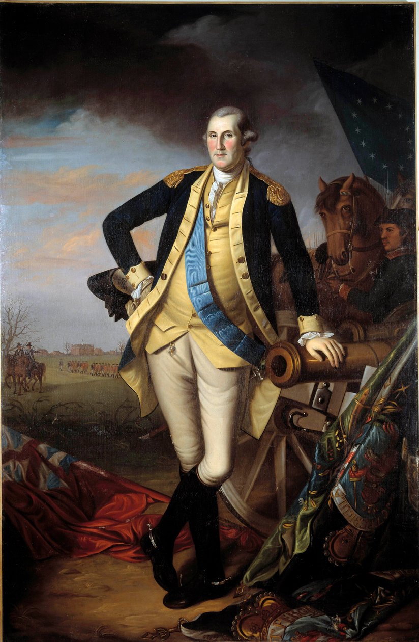 George Washingtonin (1732-1799) muotokuva Princetonin taistelun jälkeen 3. tammikuuta tekijältä Charles Willson Peale