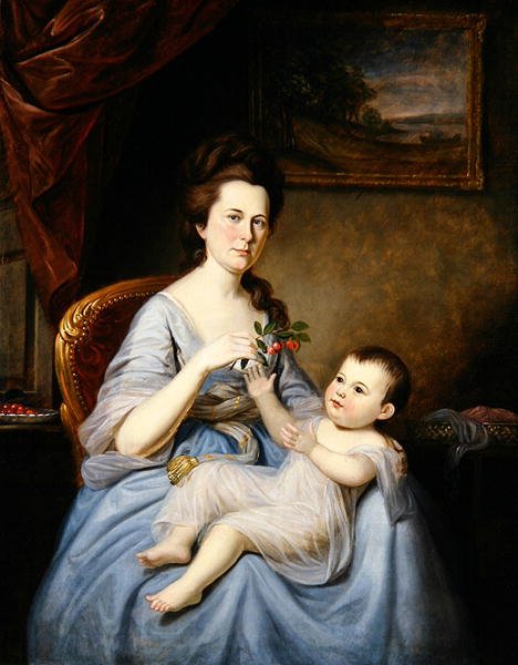 Rouva David Formanin ja lapsen muotokuva, n. 1785 (öljy kankaalle) tekijältä Charles Willson Peale