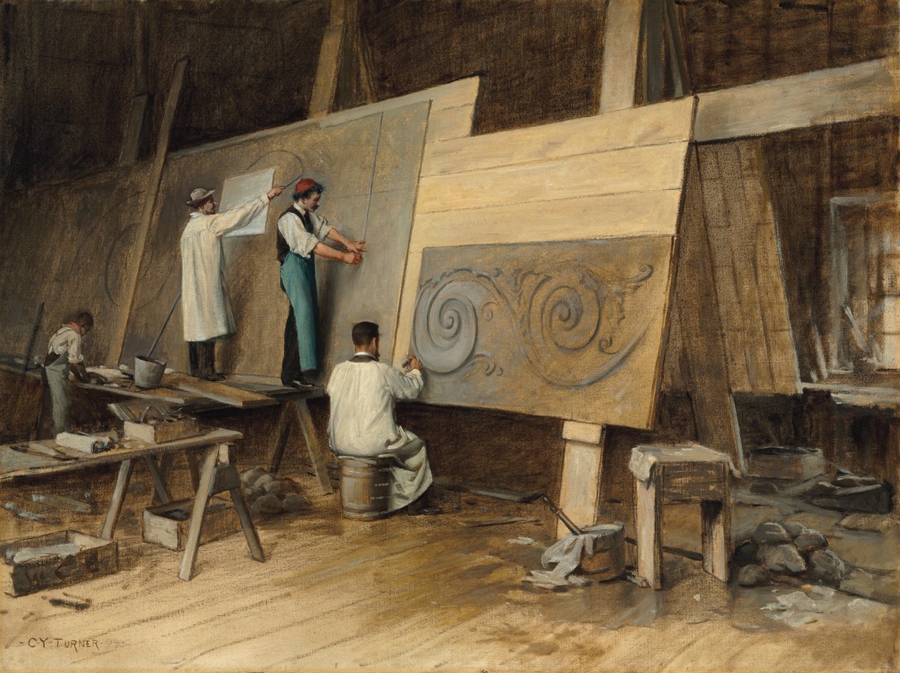 Taiteilija, joka toteuttaa malleja Worlds Columbian Exposition -näyttelyyn, Chicago, 1893, 1894 tekijältä Charles Yardley Turner