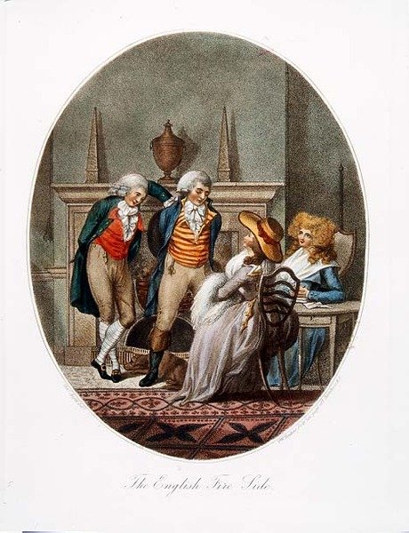 The English Fire Side, kaiverrus P.W. Tomkins (1760-1840) (akvatinta) (katso myös 64847, 64848 ja 64849) tekijältä Charles after Ansell