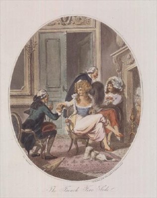 French Fire Side, kaiverrus P.W. Tomkins (1760-1840) (akvatinta) (katso myös 64847, 64849 ja 64850) tekijältä Charles after Ansell