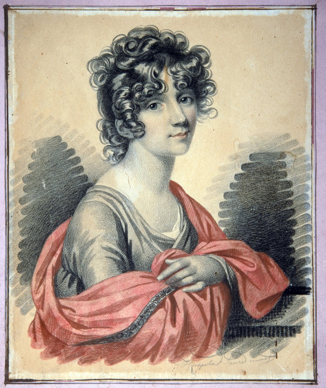 Muotokuva kreivitär Varvara Ivanovna Golitsynasta (?-1804), s. Shipova - Carl von Hampelnin (1794-1880 jälkeen), hiiltä, ​​pastellia ja sangviiniväriä pahville (25x22 cm), noin 1820 - (Kreivitär Golit Varyna Ivanovin muotokuva syntynyt Shipova, Charcoal, tekijältä Charles de Hampeln