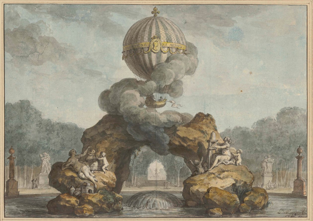Projekti suihkulähteen koristelusta Charlièrella, 1783. tekijältä Charles de Wailly