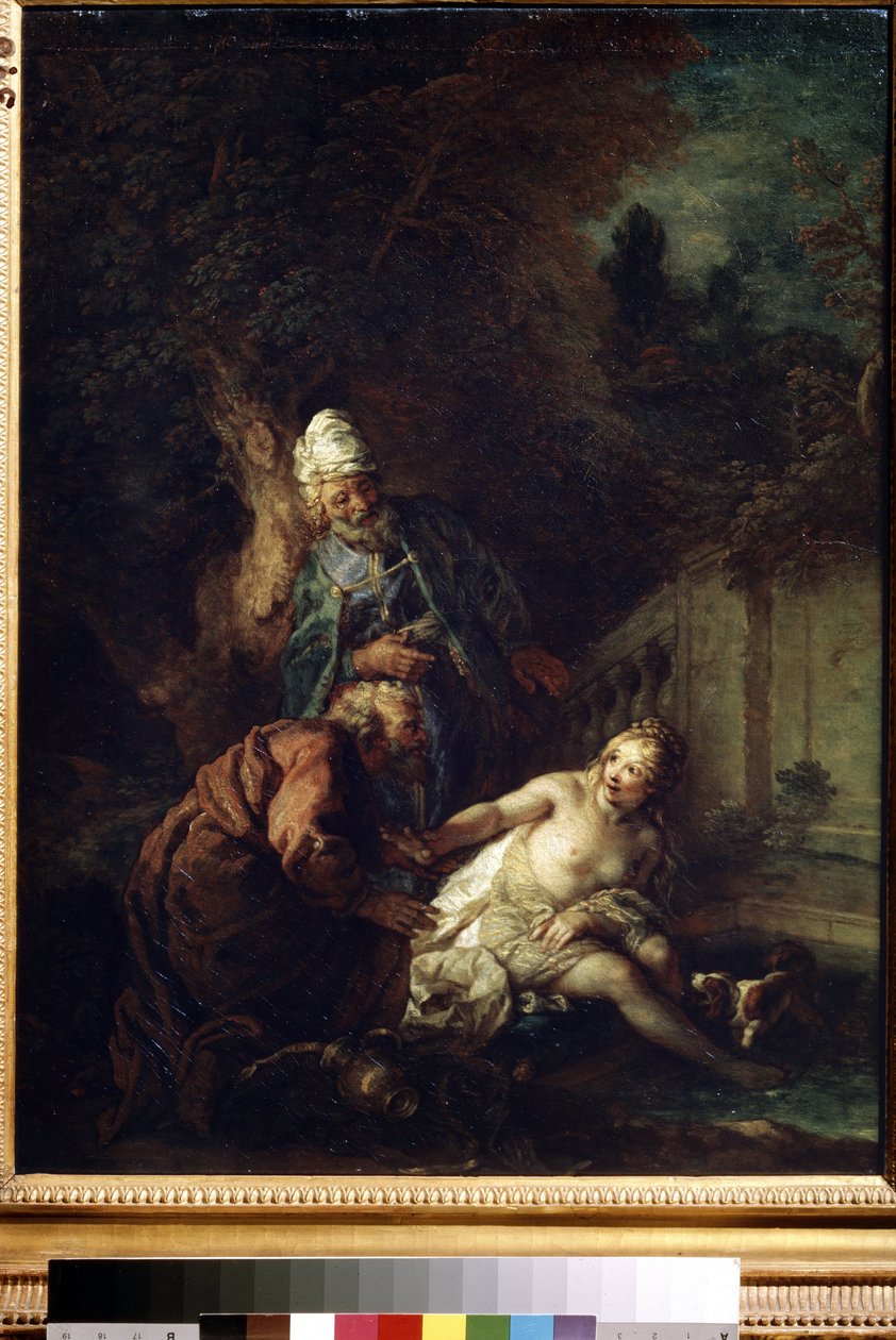 Susanna ja vanhimmat. Charles de La Fossen (1636-1716) maalaus vuoden 1700 jälkeen. Öljy kankaalle. Barokkin taidetta. Kuvataidemuseo, Pushkin, Moskova tekijältä Charles de la Fosse