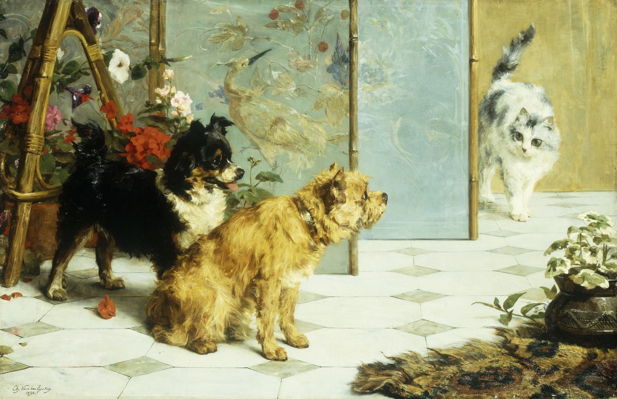 Leikkiset ystävät, 1892 tekijältä Charles van den Eycken