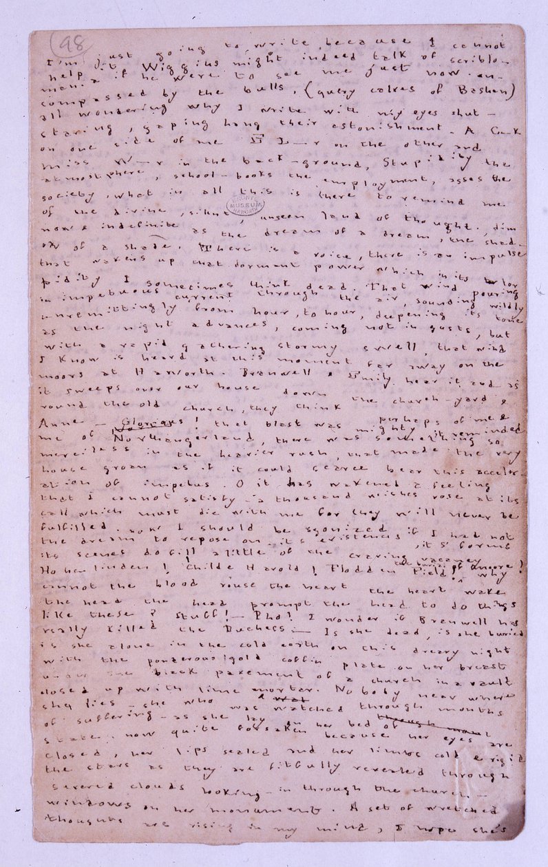 Sivu Roe Head Journalista, 11. elokuuta 1886 tekijältä Charlotte Bronte