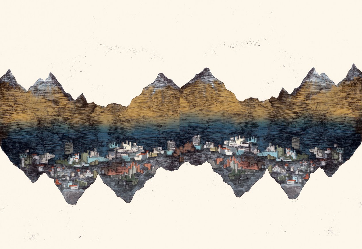And the Mountains Echoed, 2013 (kuivapisteetsaus ja digitaalinen) tekijältä Charlotte Orr
