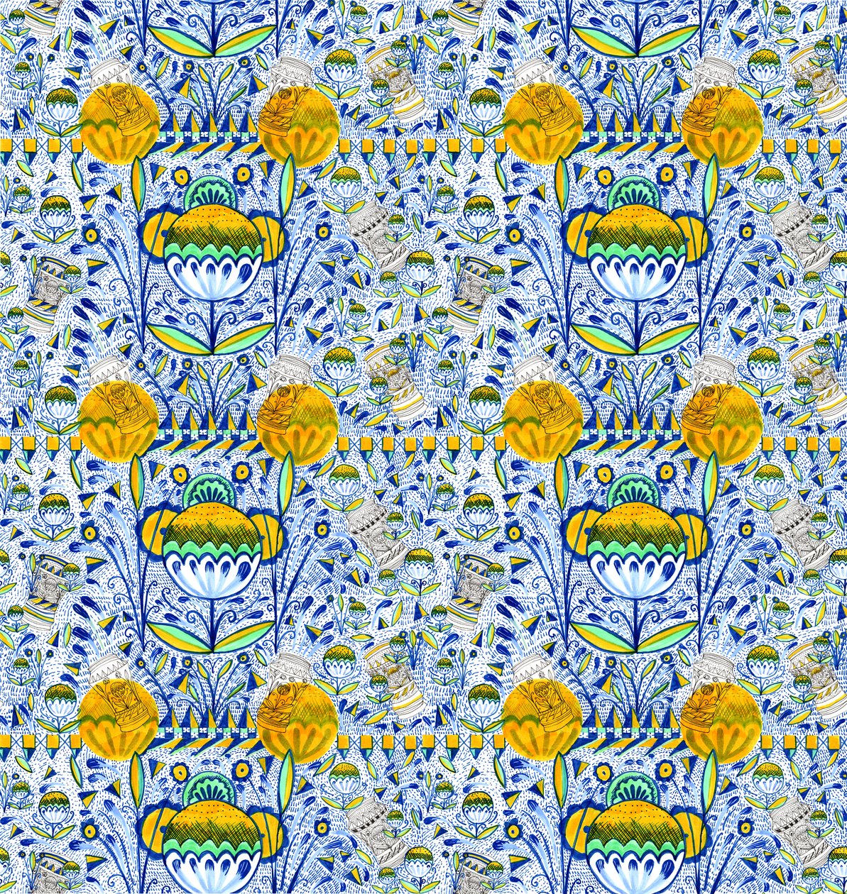 Ashmolean Museum Pattern Design, 2020 (sivellin ja kynät) tekijältä Charlotte Orr