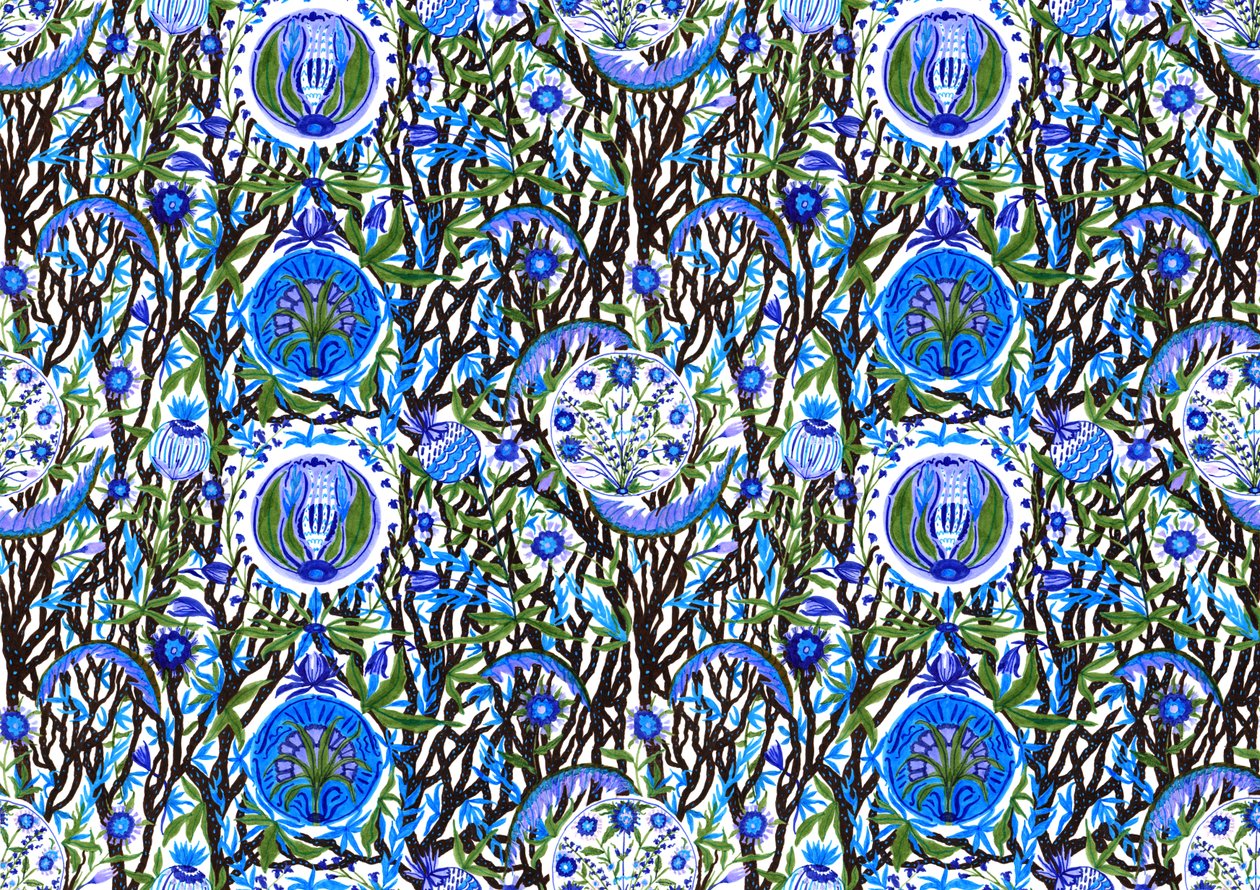 Ashmolean Museum Pattern Design #2, 2020 (sivellin ja kynät) tekijältä Charlotte Orr