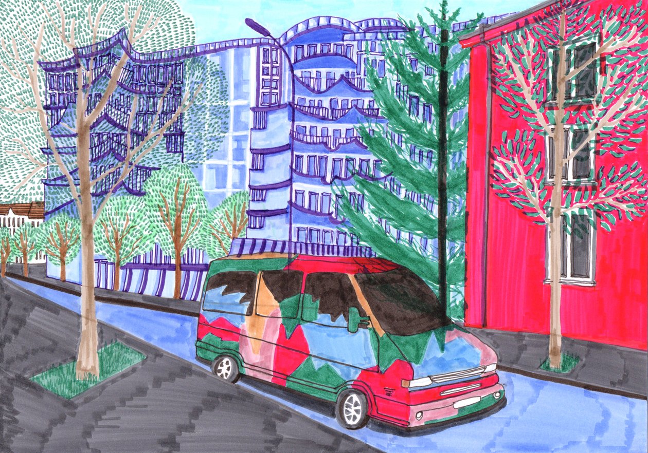 Koloniestraße, Häät, 2017 (siveltimen kynät) tekijältä Charlotte Orr