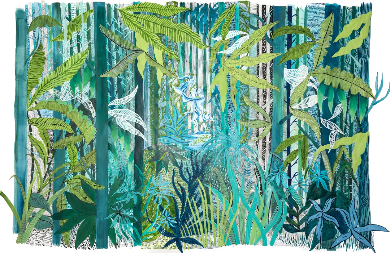 Love in the Forest, 2017 (akryyli paperille) tekijältä Charlotte Orr