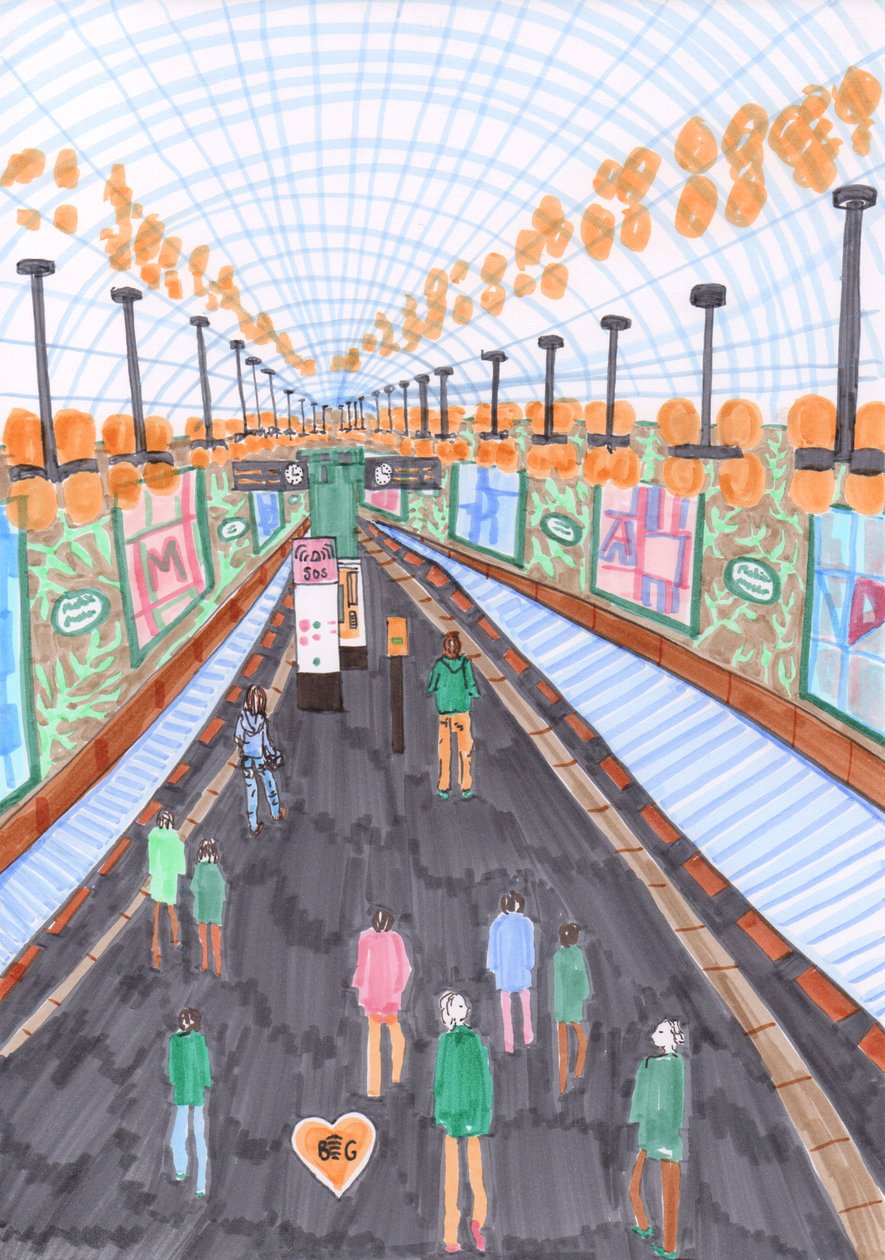 Märkisches Museum UBahn, 2017 (siveltimen kynät) tekijältä Charlotte Orr