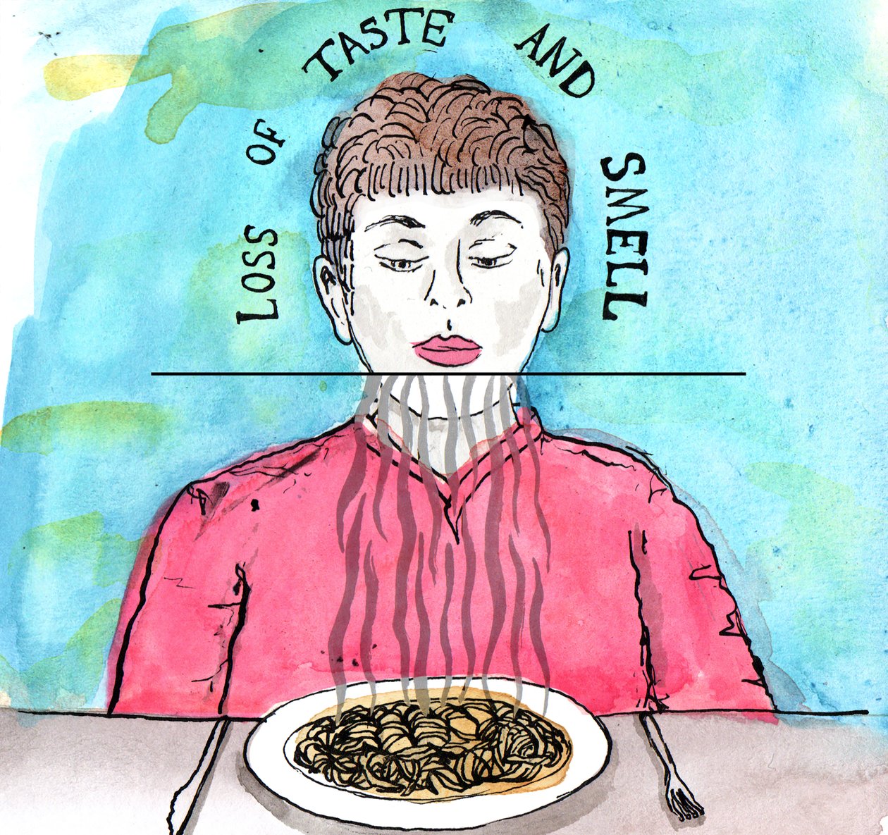 Parkinsons Illustration, 2019 (muste ja akvarelli) tekijältä Charlotte Orr
