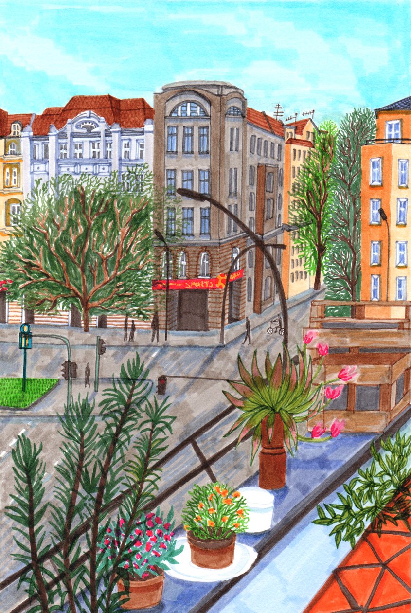 Sonnenallee, Berliini, 2017 (siveltimen kynät) tekijältä Charlotte Orr