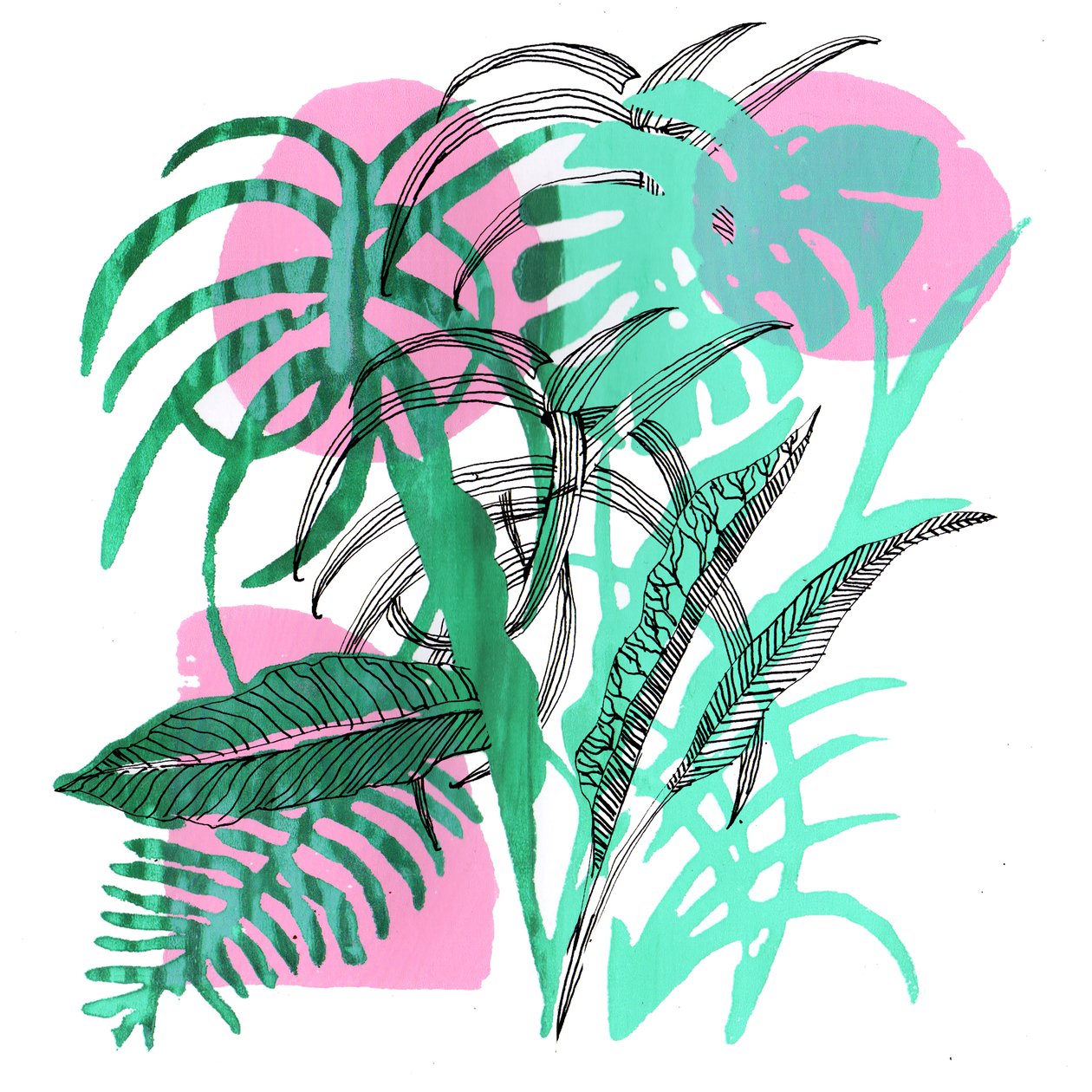 Trooppiset kasvit, 2018 (silkkipainatus) tekijältä Charlotte Orr