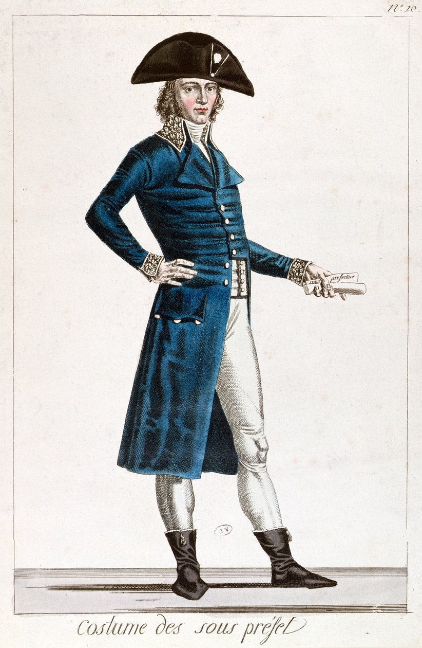 Aliprefektin puku Ranskan ensimmäisen tasavallan konsulaatin aikana (1799-1804), n. 1800 tekijältä Chataignier