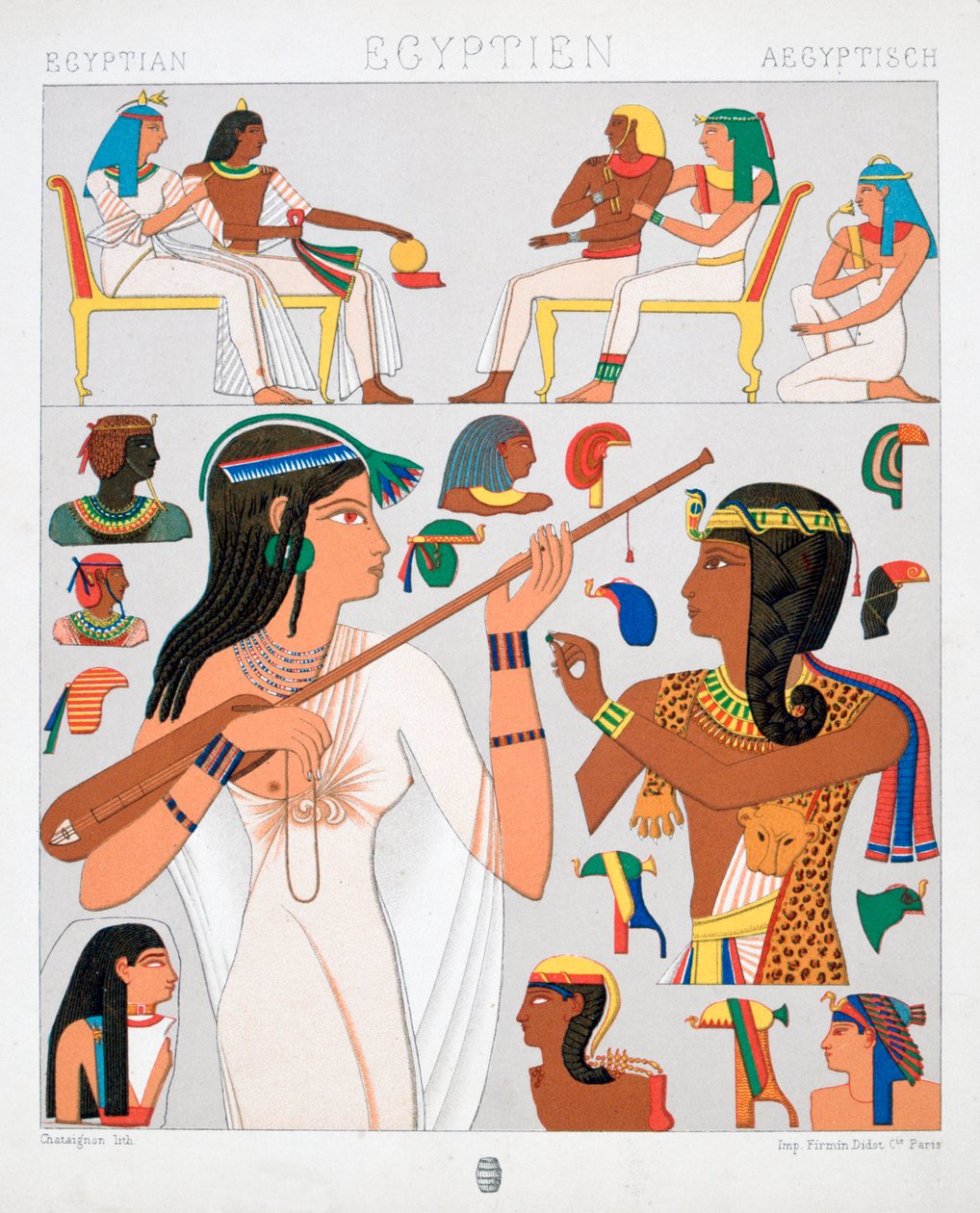 Muinainen egyptiläinen puku, 1888 tekijältä Chataignon