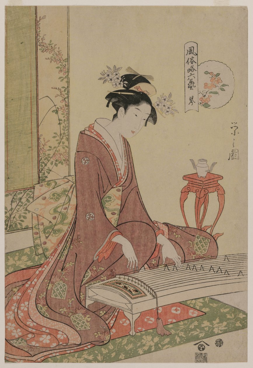Koto sarjasta The Six Arts in Fashionable Guise, c. 1793-96. tekijältä Chobunsai Eishi