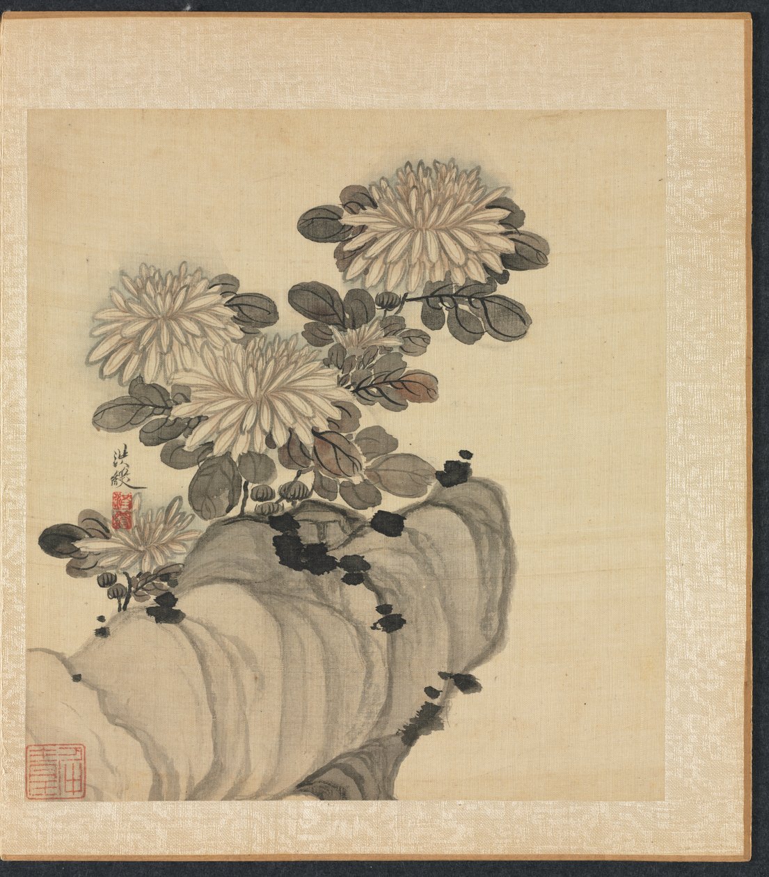 Maalauksia muinaisten mestareiden mukaan: Chrysanthemum and Rock tekijältä Chen Hongshou