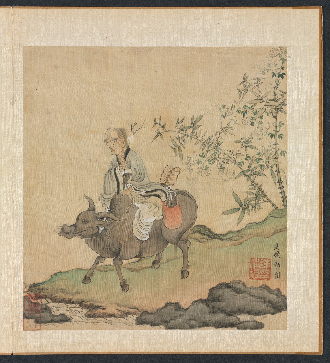 Maalauksia muinaisten mestareiden mukaan: Laozi ratsastaa härällä, 1598-1652. tekijältä Chen Hongshou
