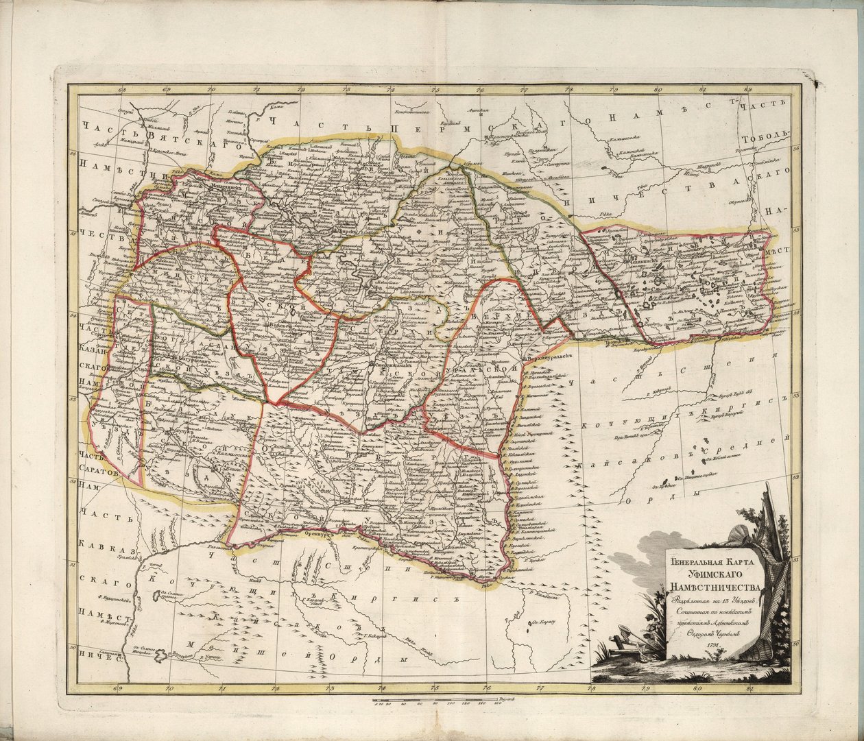 Ufan kuvernöörin yleinen kartta, 1791. tekijältä Chernoi
