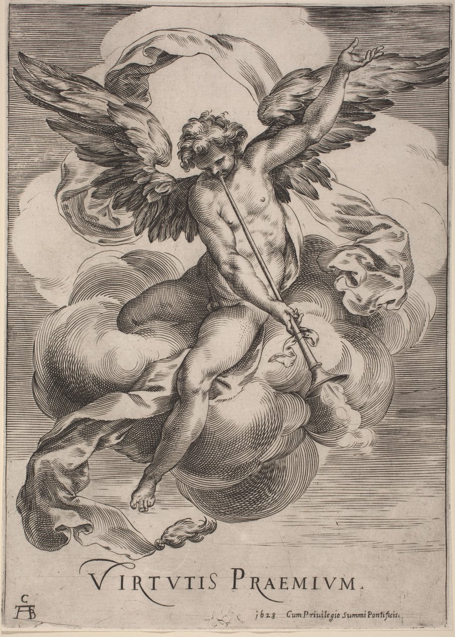 Allegorinen hahmo: Hyveen palkinto, 1628. tekijältä Cherubino Alberti