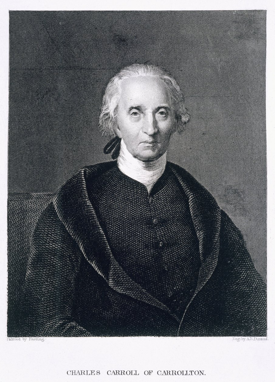 Carrolltonin Charles Carroll, kaiverrus Asher Brown Durand (1796-1886) tekijältä Chester Harding