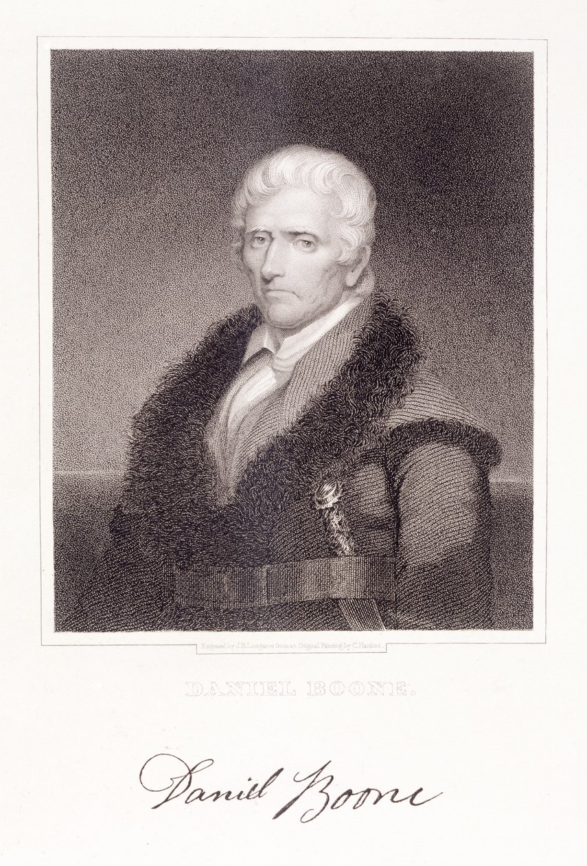 Daniel Boone (1736-1813), kaiverrus James Barton Longacre (1794-1869) tekijältä Chester Harding