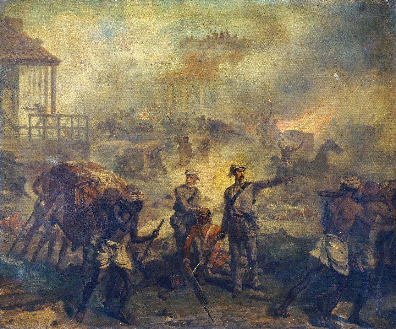 Kirurgi Anthony Dickson Home VC (1826-1914) ja apulaiskirurgi William Bradshaw VC (1830-61) Lucknowissa Intian kapinan aikana vuonna 1857, 1857 tekijältä Chevalier Louis William Desanges