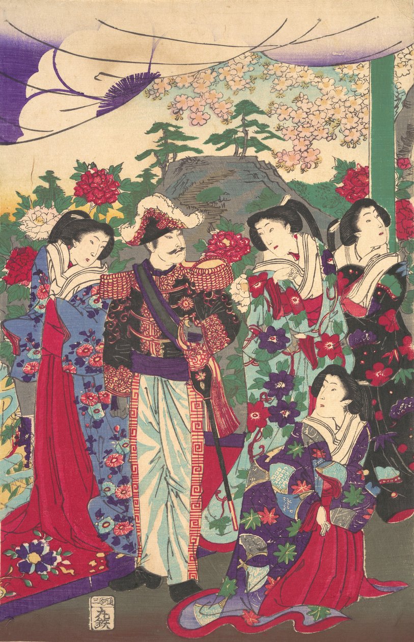 Keisari hovinaisten joukossa, n. 1880, n. 1880. tekijältä Chikanobu Yoshu