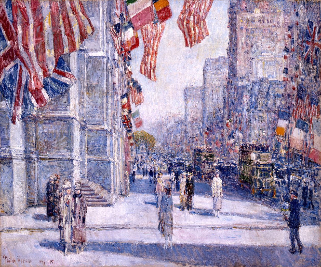 Varhainen aamu Avenuella toukokuussa 1917 tekijältä Childe Hassam