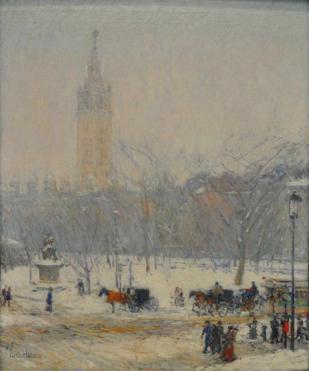 Lumimyrsky, Madison Square. tekijältä Childe Hassam