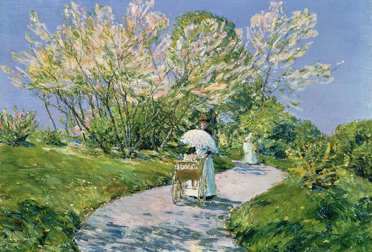 Kävely puistossa (öljy) tekijältä Childe Frederick Hassam