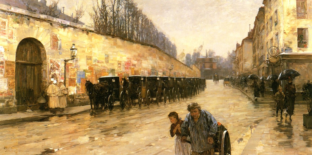 Taksiasema, Rue Bonaparte, Pariisi tekijältä Childe Frederick Hassam