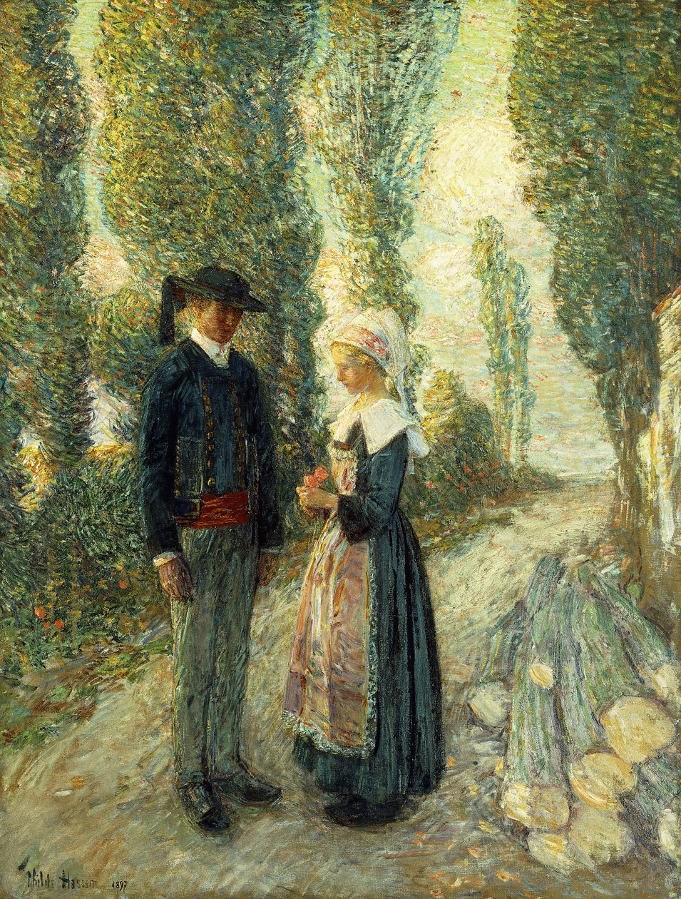Bretagnessa, Evening Hour, Pont Aven tekijältä Childe Frederick Hassam