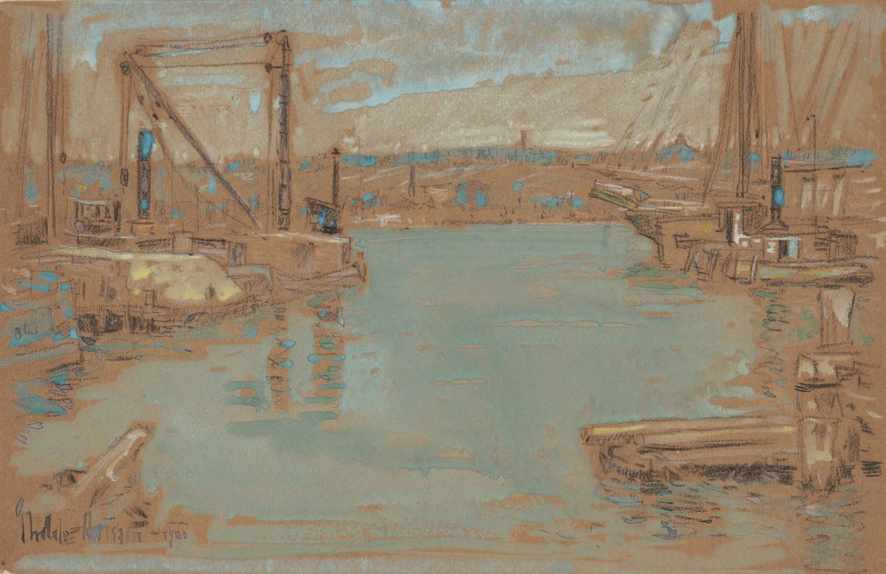 North River Dock, New York tekijältä Childe Frederick Hassam