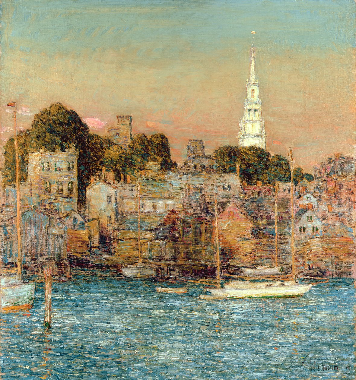 Lokakuun auringonlasku, Newport tekijältä Childe Frederick Hassam