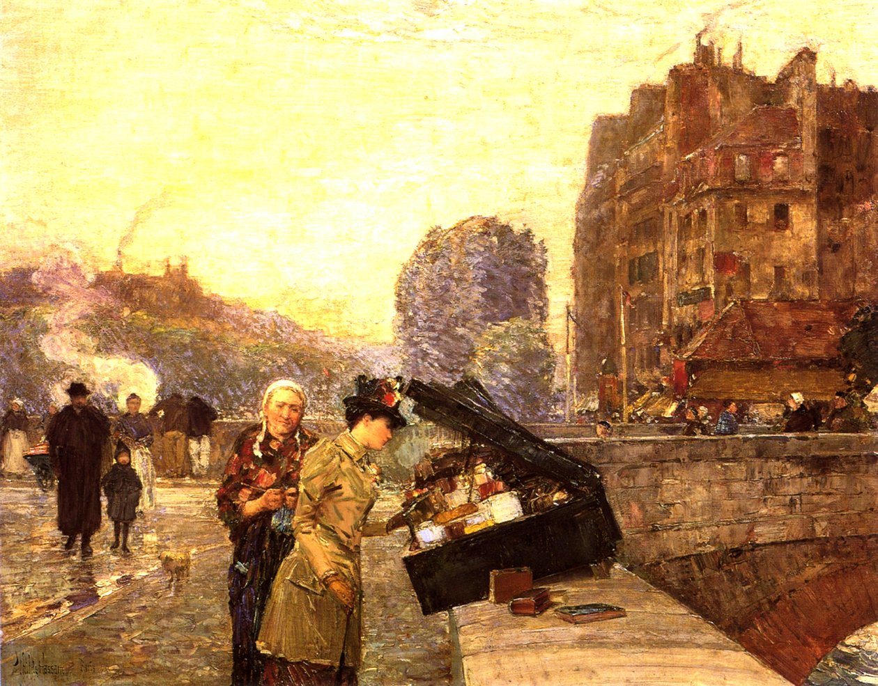 Pariisi, Quai St Michel, n. 1888 (öljy kankaalle) tekijältä Childe Frederick Hassam