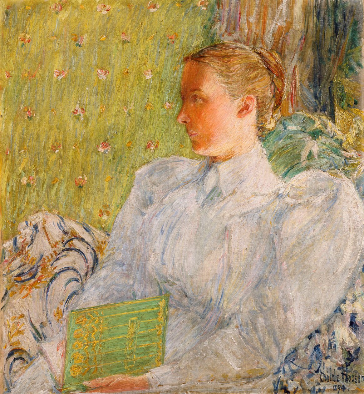 Edith Blaneyn muotokuva (rouva Dwight Blaney) 1894 (öljy kankaalle) tekijältä Childe Frederick Hassam