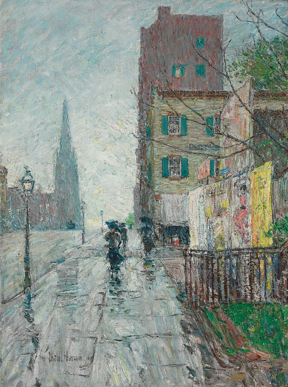Sateinen päivä tekijältä Childe Frederick Hassam
