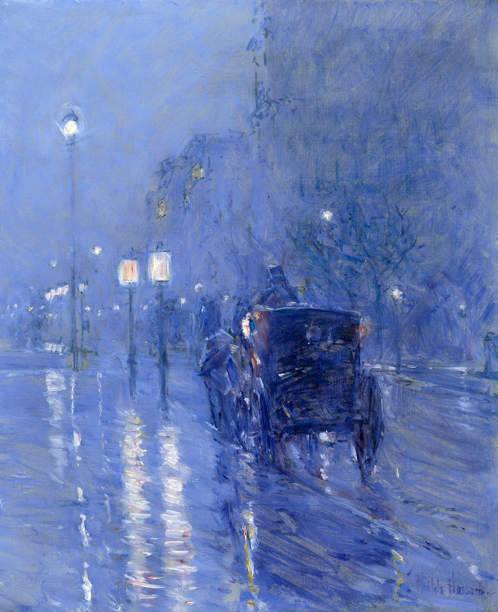 Rainy Midnight, 1890-luvun loppu (öljy kankaalle) tekijältä Childe Frederick Hassam