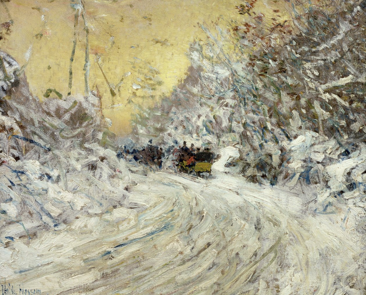 Rekiajelu Central Parkissa (öljy kankaalle) tekijältä Childe Frederick Hassam