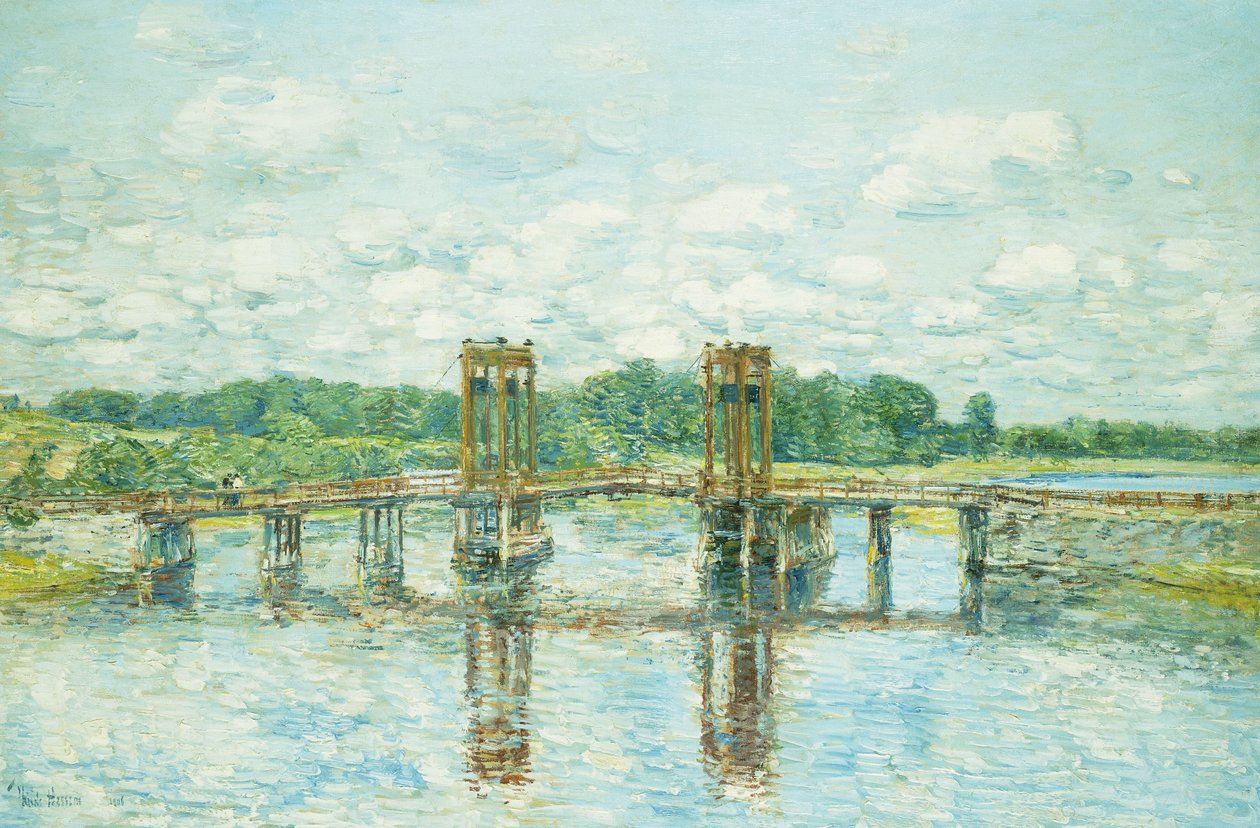 Toll Bridge, New Hampshire, lähellä Exeteriä tekijältä Childe Frederick Hassam